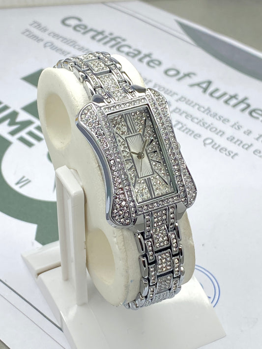 Ladies Iced Out Design Concave Shape Dial Luxury Chain Watch - A Perfect Gift For Her