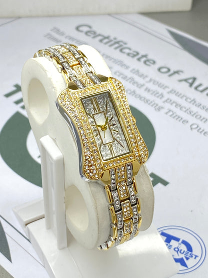 Ladies Iced Out Design Concave Shape Dial Luxury Chain Watch - A Perfect Gift For Her