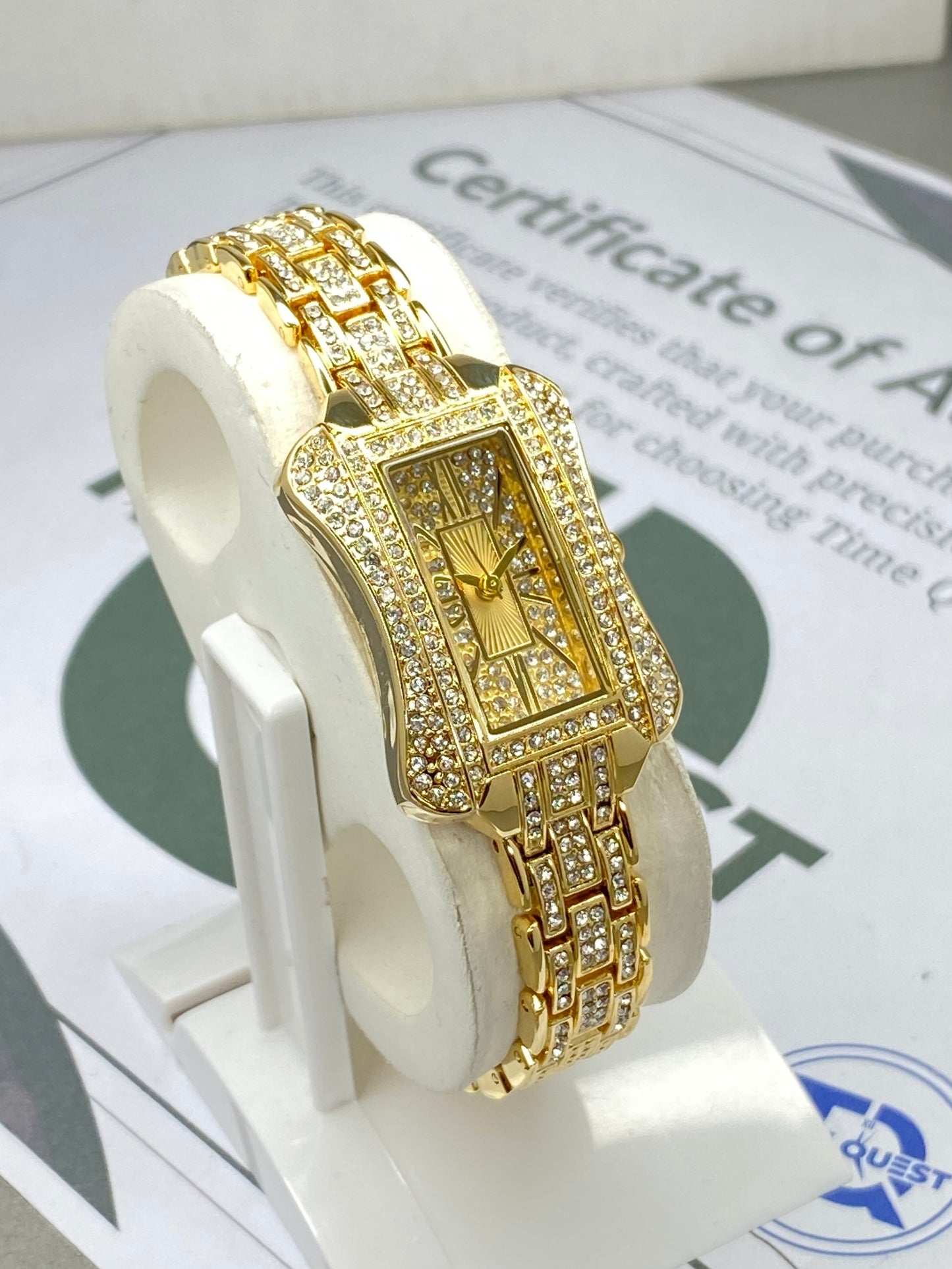 Ladies Iced Out Design Concave Shape Dial Luxury Chain Watch - A Perfect Gift For Her