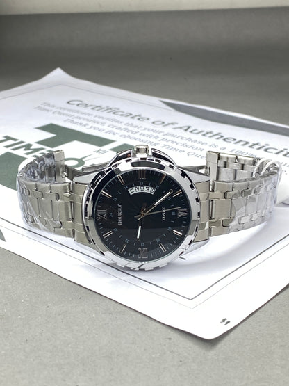 HOURSLY Analog Quartz Round Dial Premium Stainless Steel Chain Watch With Date Display