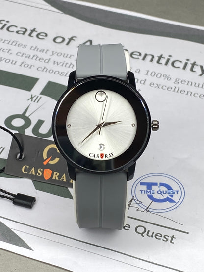 CASSRAY Men’s Round Dial Analog Watch with Silicone Strap Magnetic Lock and Date Display