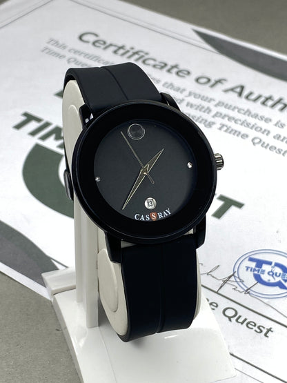 CASSRAY Men’s Round Dial Analog Watch with Silicone Strap Magnetic Lock and Date Display