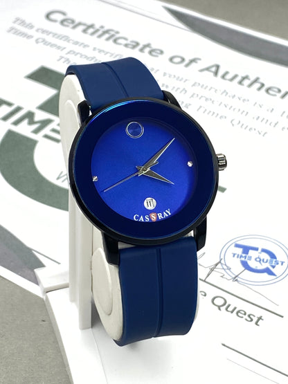 CASSRAY Men’s Round Dial Analog Watch with Silicone Strap Magnetic Lock and Date Display