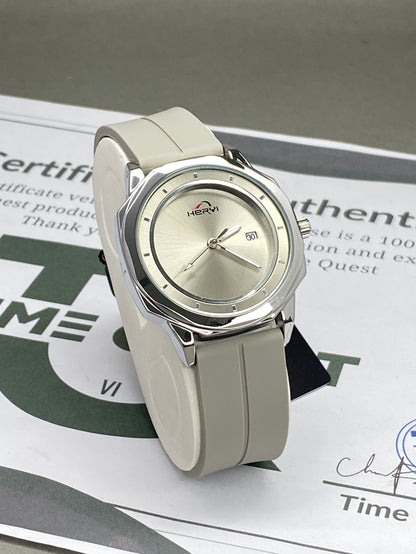 Heyri Men’s Octagonal Dial Analog Quartz Watch with Silicone Strap Magnetic Lock and Date Display