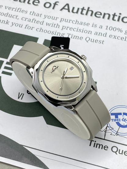 Heyri Men’s Octagonal Dial Analog Quartz Watch with Silicone Strap Magnetic Lock and Date Display