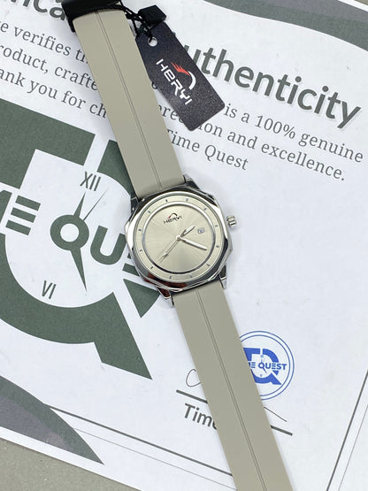 Heyri Men’s Octagonal Dial Analog Quartz Watch with Silicone Strap Magnetic Lock and Date Display