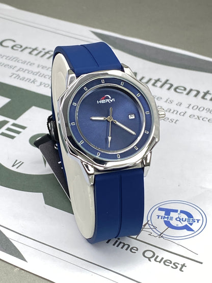 Heyri Men’s Octagonal Dial Analog Quartz Watch with Silicone Strap Magnetic Lock and Date Display