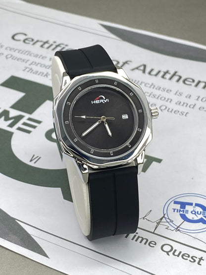 Heyri Men’s Octagonal Dial Analog Quartz Watch with Silicone Strap Magnetic Lock and Date Display