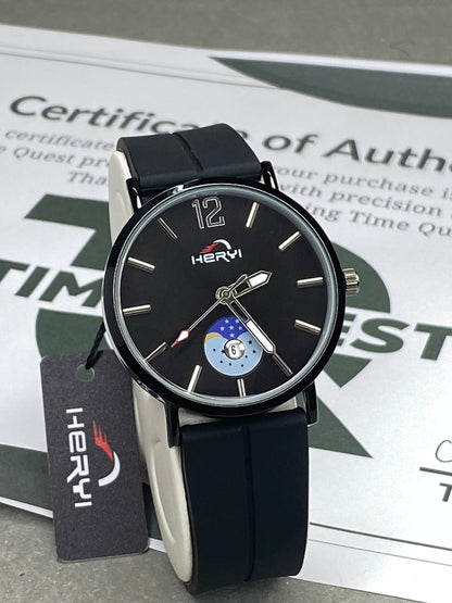 HERYI Analog Quartz Movement Round Dial Silicone Straps Watch With Date Display