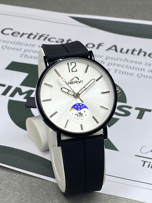 HERYI Analog Quartz Movement Round Dial Silicone Straps Watch With Date Display