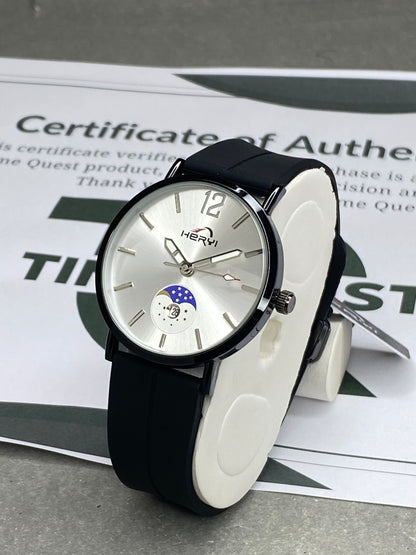 HERYI Analog Quartz Movement Round Dial Silicone Straps Watch With Date Display