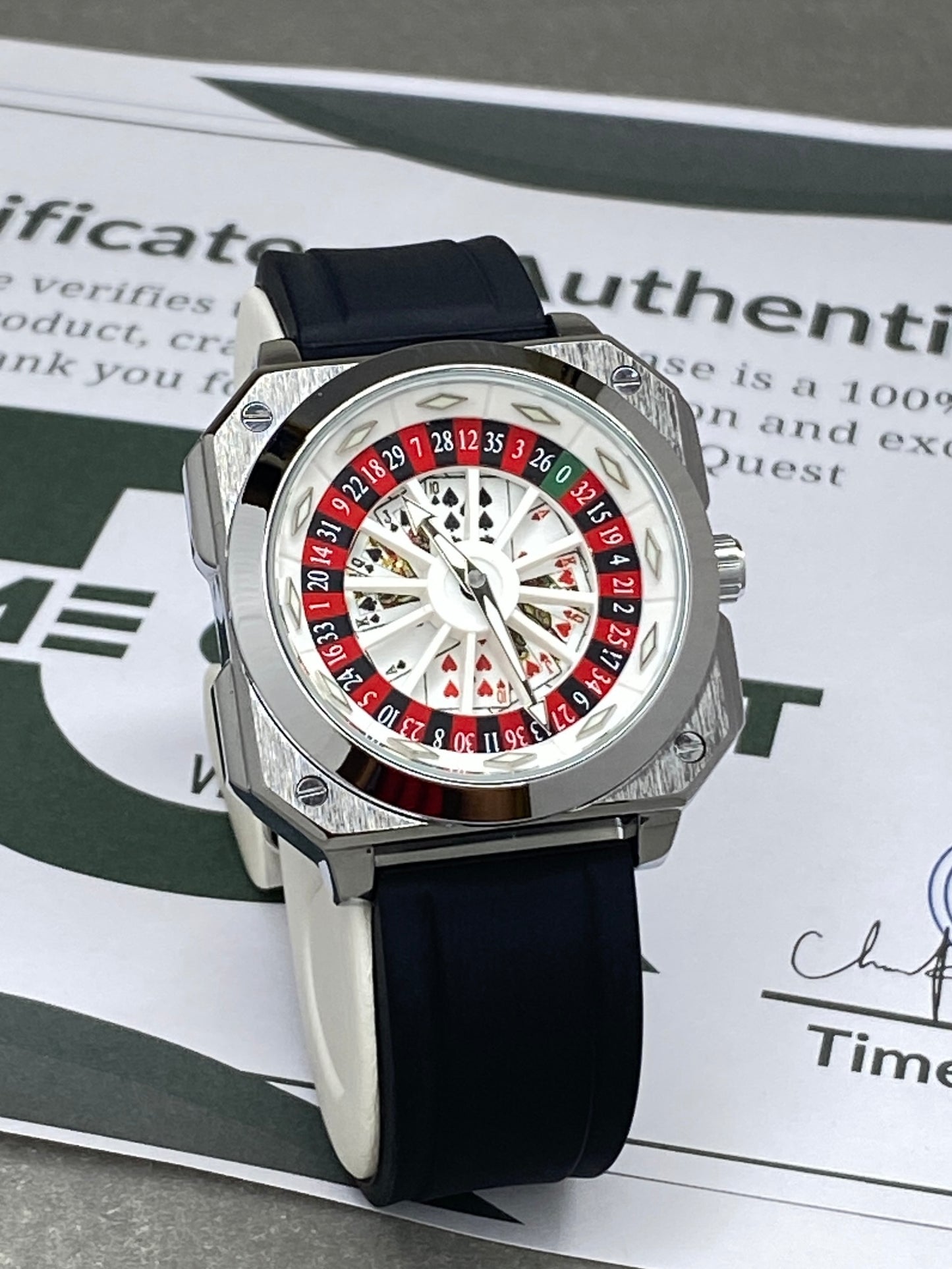 Caseno Design Square Dial Rotating Wheel Watch With Silicone Straps For Men