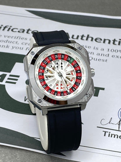 Caseno Design Square Dial Rotating Wheel Watch With Silicone Straps For Men
