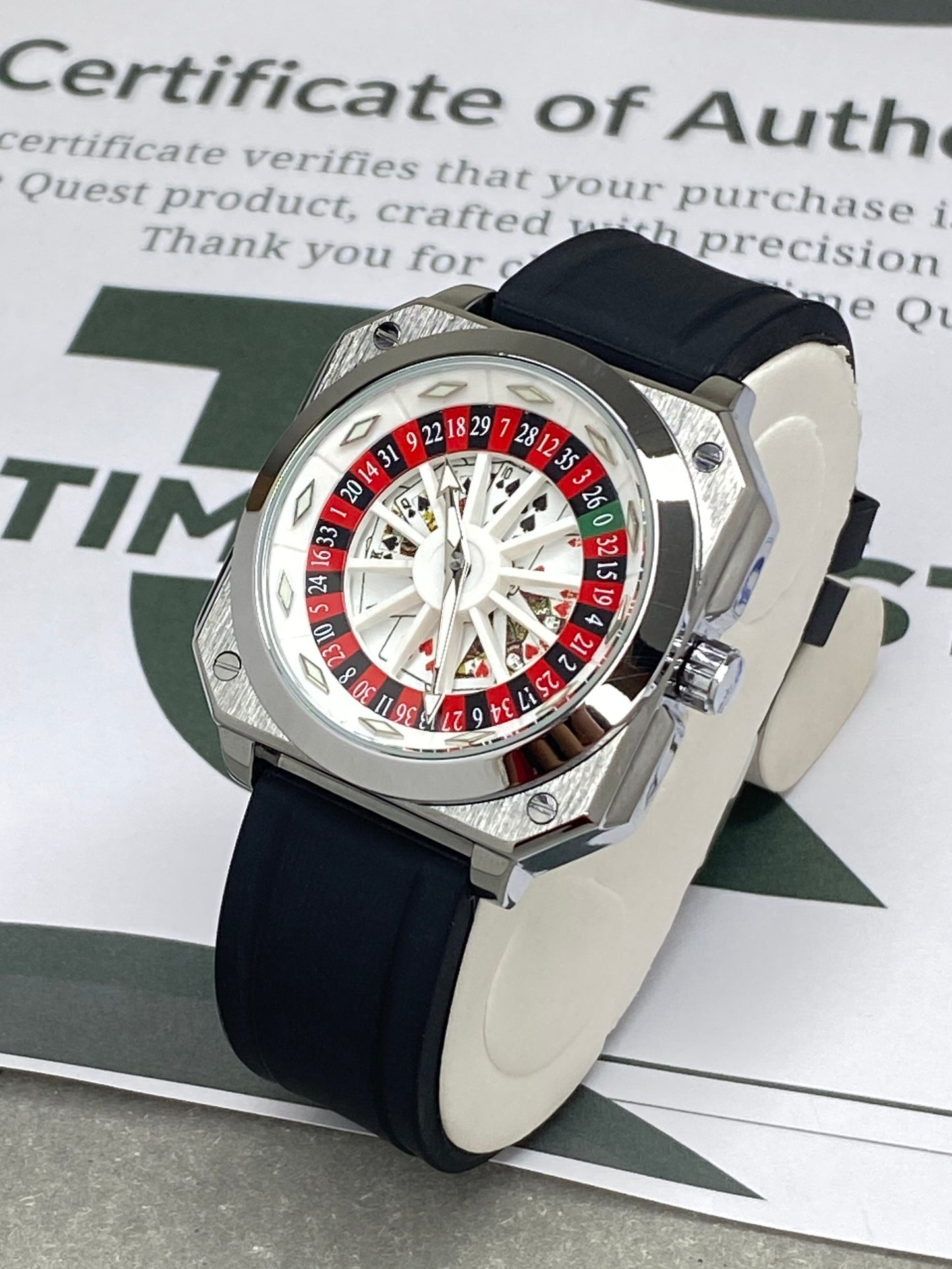 Caseno Design Square Dial Rotating Wheel Watch With Silicone Straps For Men