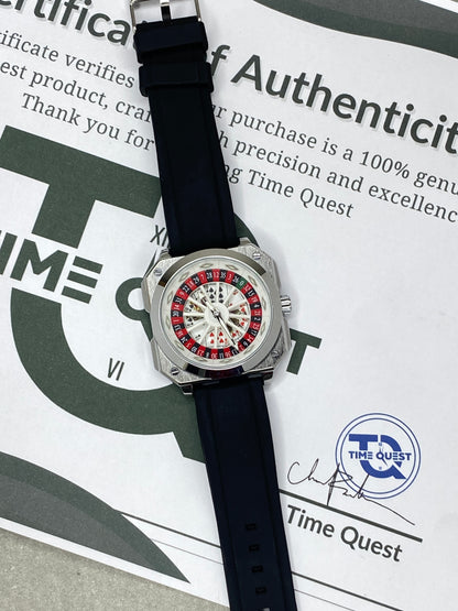 Caseno Design Square Dial Rotating Wheel Watch With Silicone Straps For Men