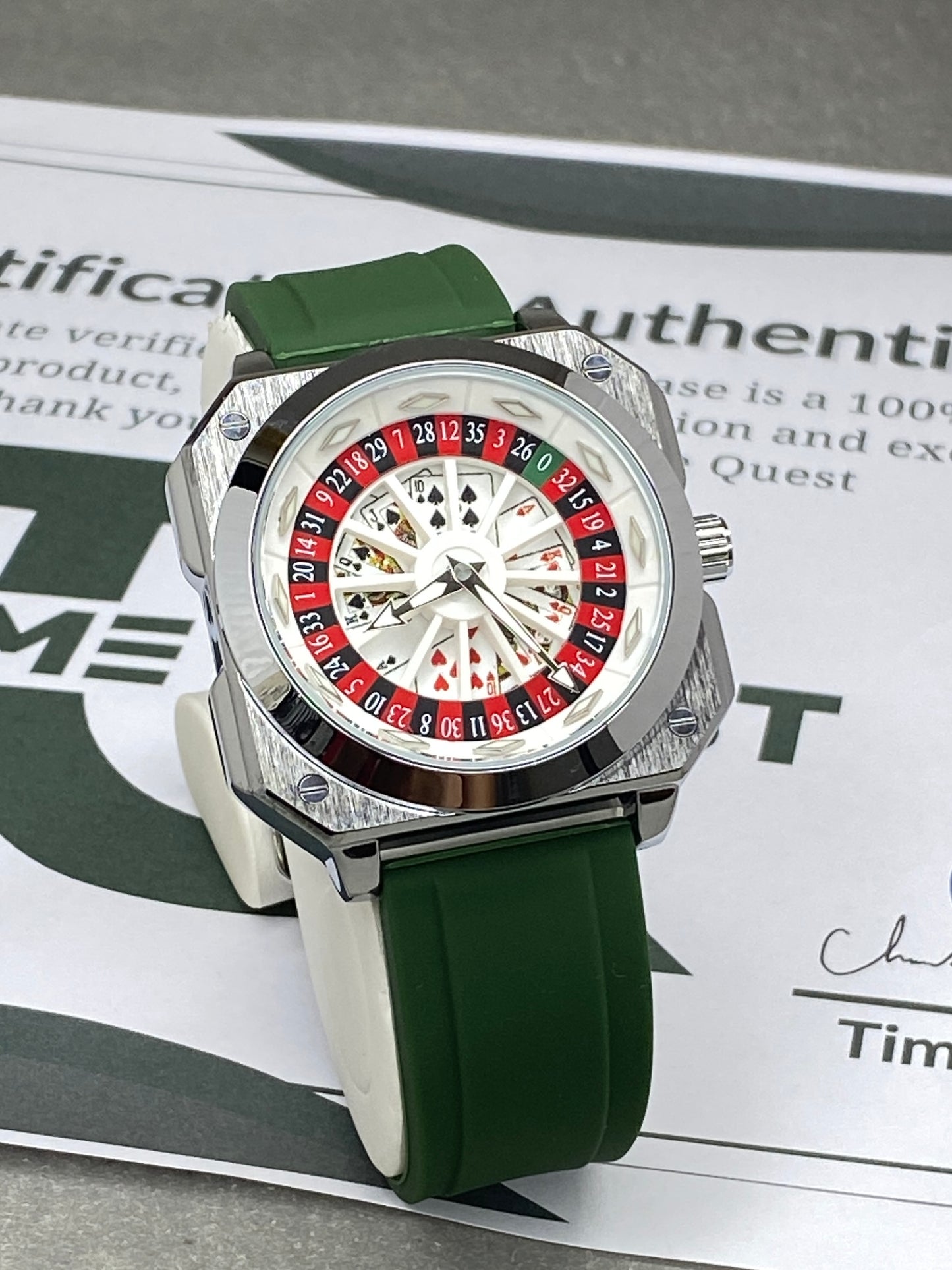 Caseno Design Square Dial Rotating Wheel Watch With Silicone Straps For Men