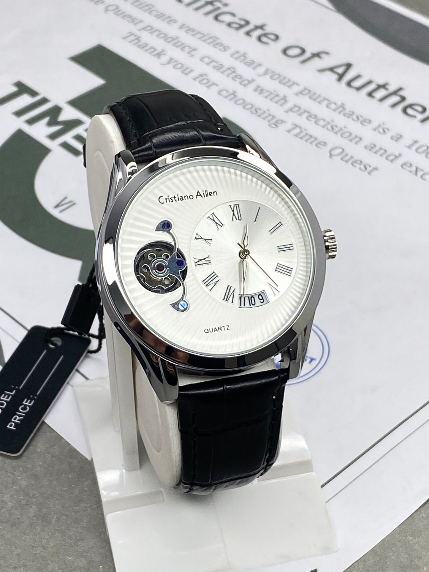 Cristiano Aillen Face Gear Display Men’s Analog Quartz Watch with Strap and Date Display