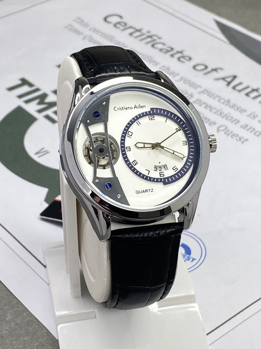 Cristiano Aillen Men’s Face Gear Display Analog Quartz Watch with Strap and Date Display