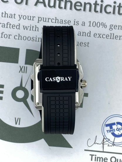CASSRAY Square Shape Metallic Dial Rubber Straps Analog Quartz Watch With Date Display For Men