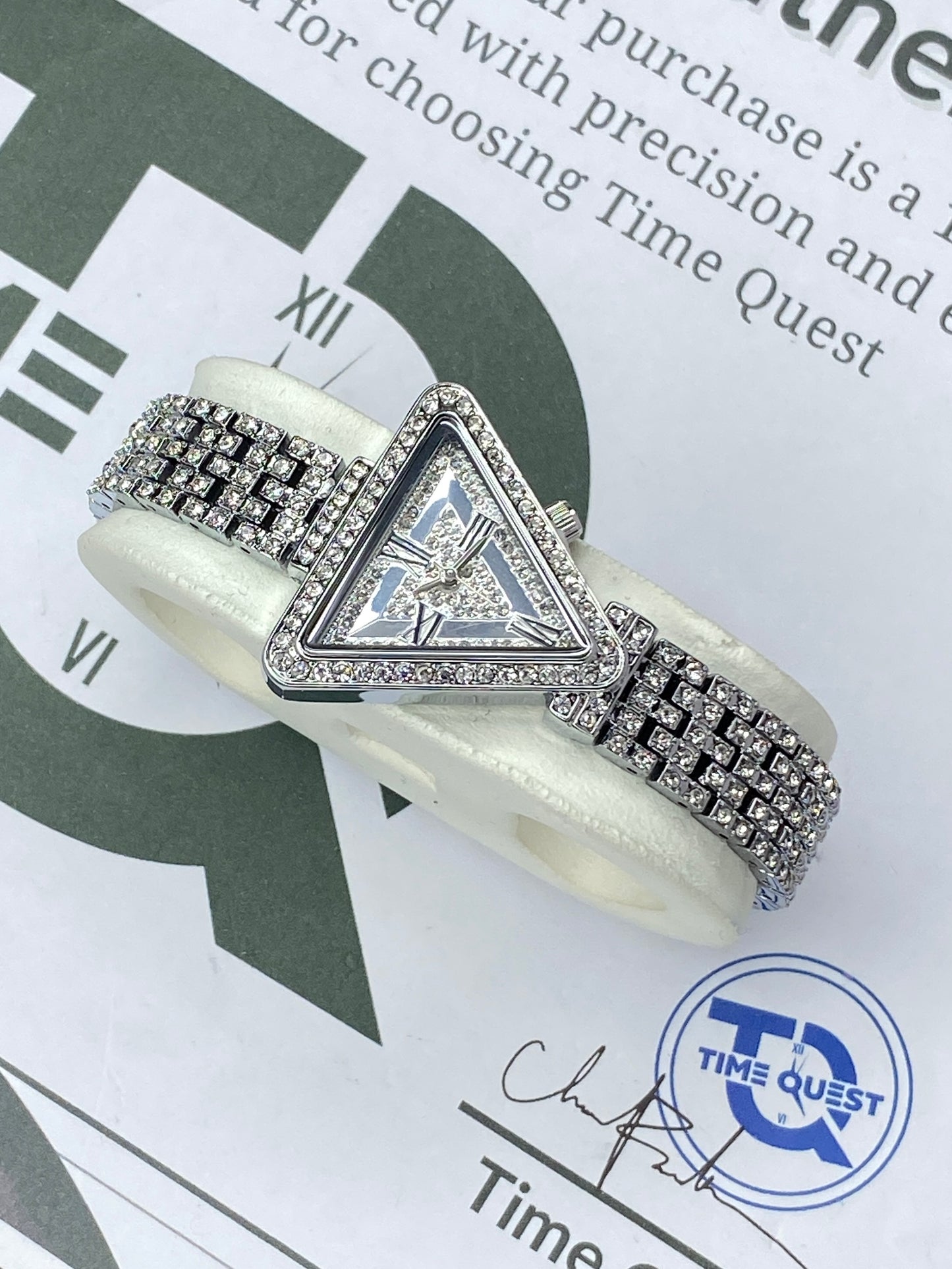 Ladies Iced Out Design Triangle Shape Dial Luxury Chain Watch - A Perfect Gift For Her