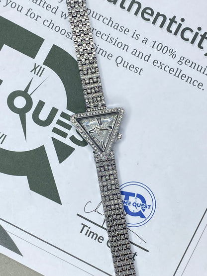 Ladies Iced Out Design Triangle Shape Dial Luxury Chain Watch - A Perfect Gift For Her