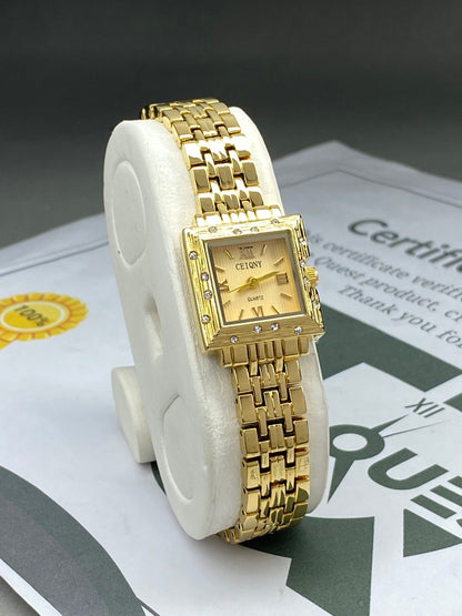 CEIQNY Luxury Square Dial Stainless Steel Chain Watch for Ladies – An Elegant Gift for Her