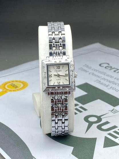 CEIQNY Luxury Square Dial Stainless Steel Chain Watch for Ladies – An Elegant Gift for Her