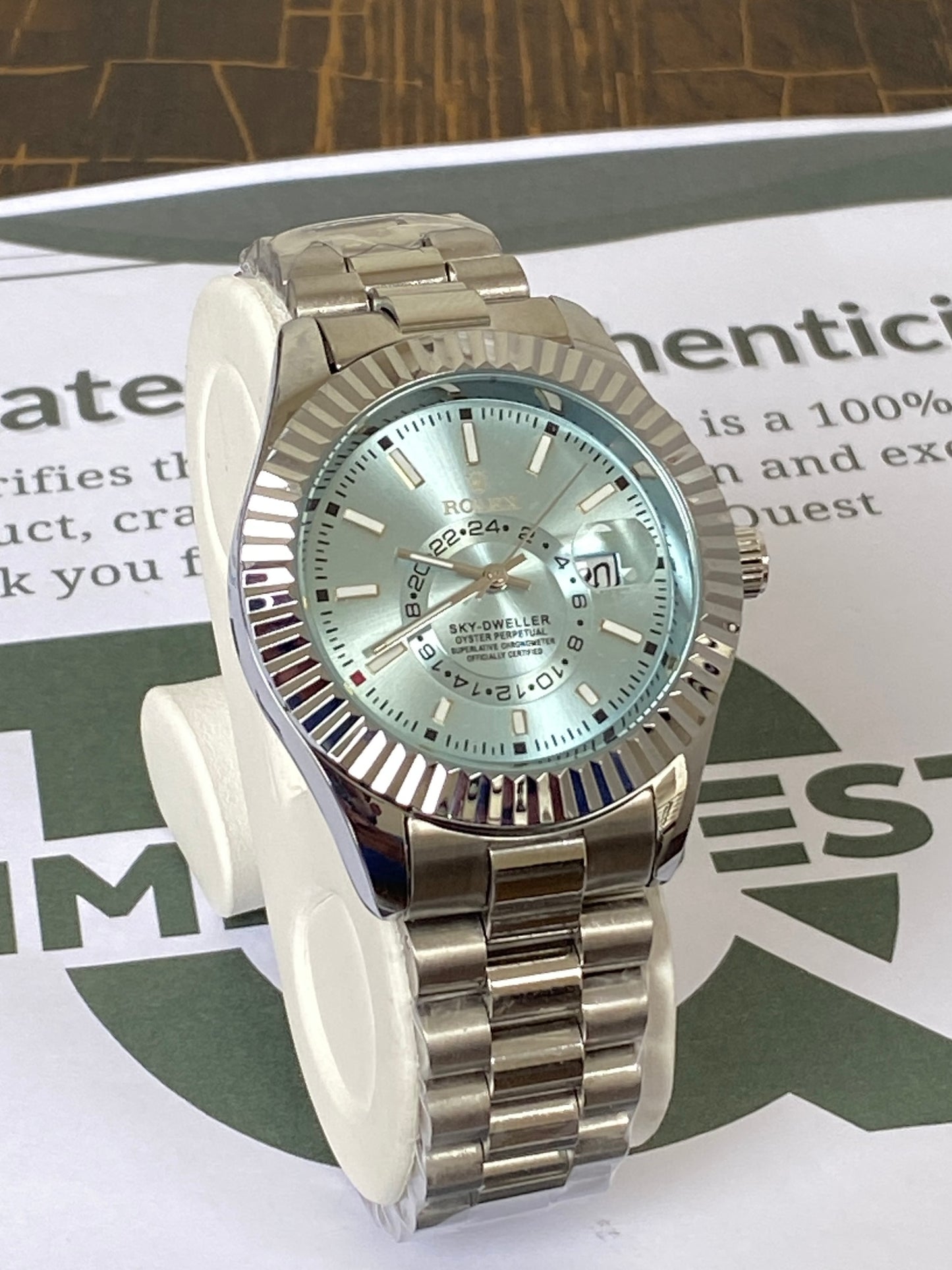 RLX Sky-Dweller Oyster Perpetual Analog Display Chain Watch With Date Function