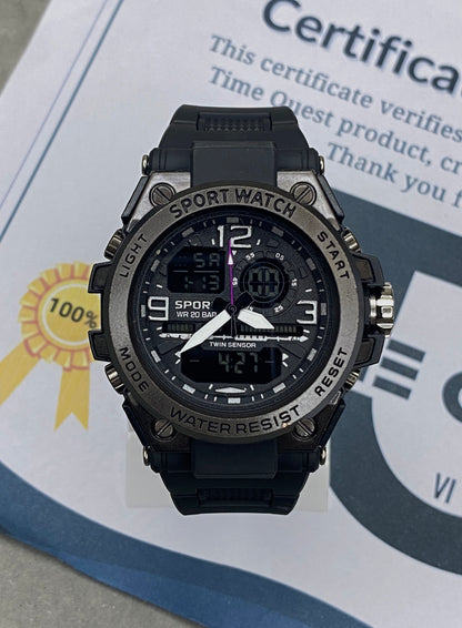 Dual Time Analog & Digital Sports Watch For Men