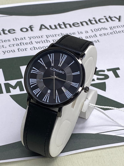 Longbo Men's Classic Round Dial Analog Quartz Movement Straps Watch