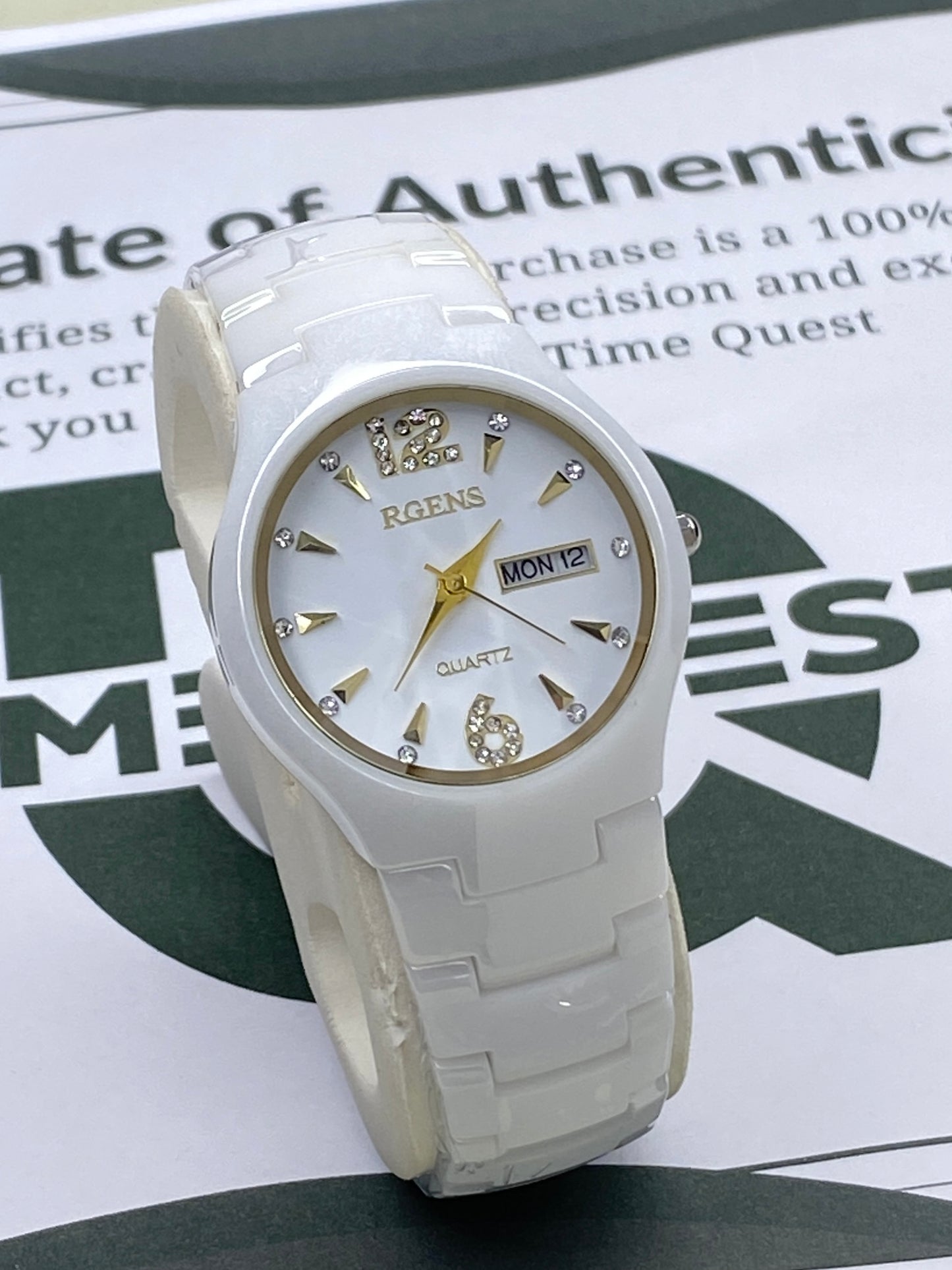 RGENS Luxury Men's Analog Quartz Stone Made Watch With Date & Day Display