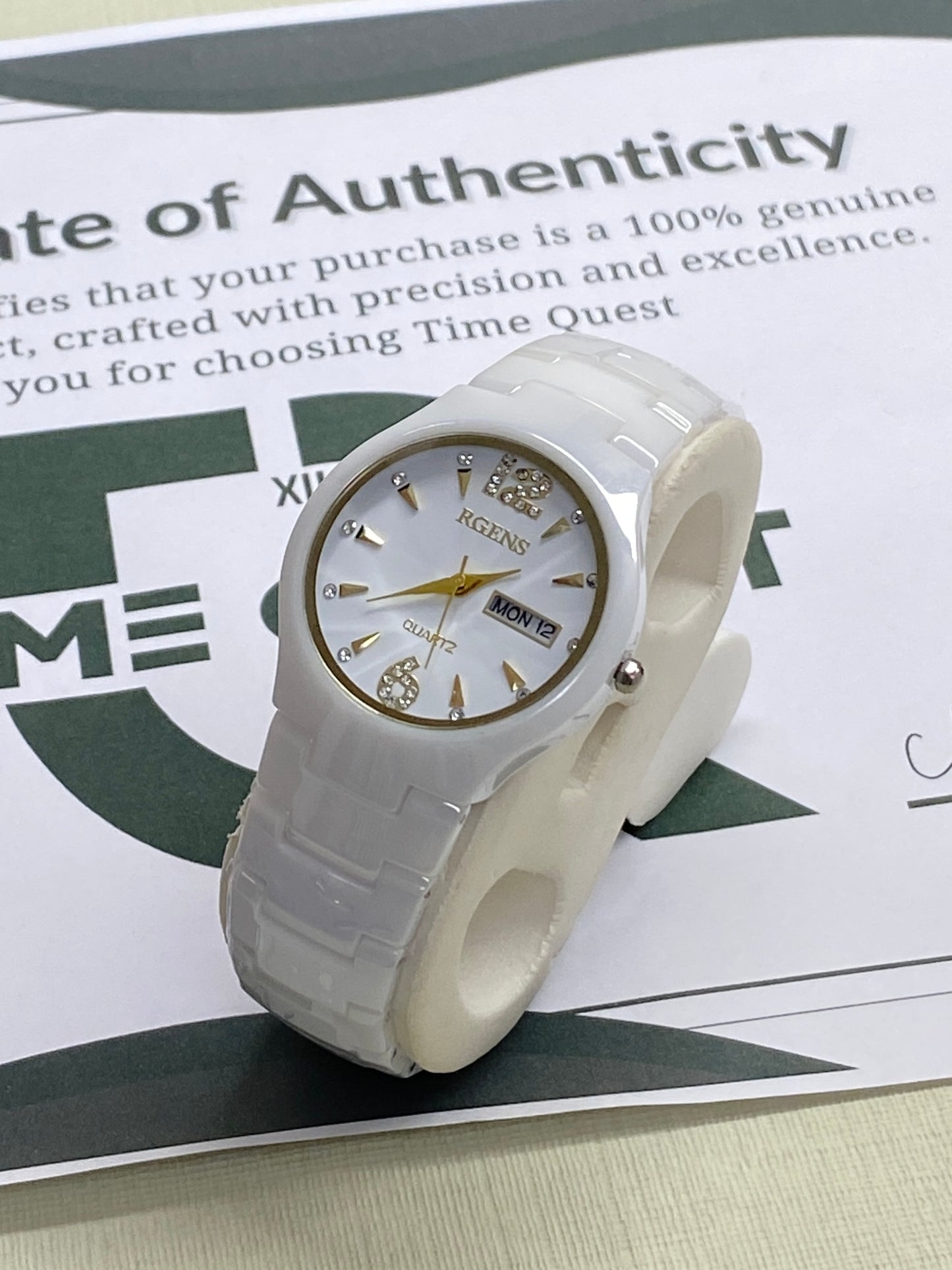 RGENS Luxury Men's Analog Quartz Stone Made Watch With Date & Day Display