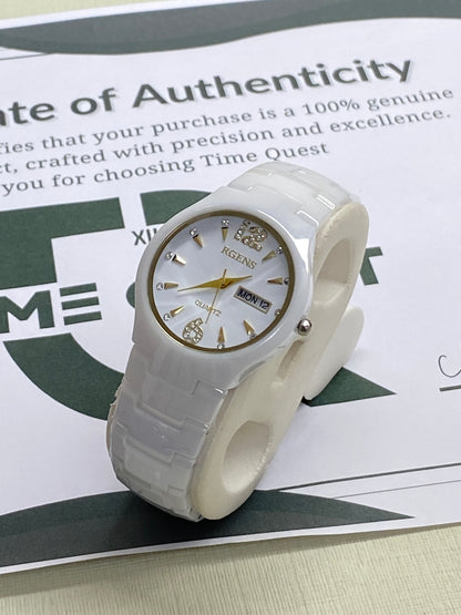 RGENS Luxury Men's Analog Quartz Stone Made Watch With Date & Day Display