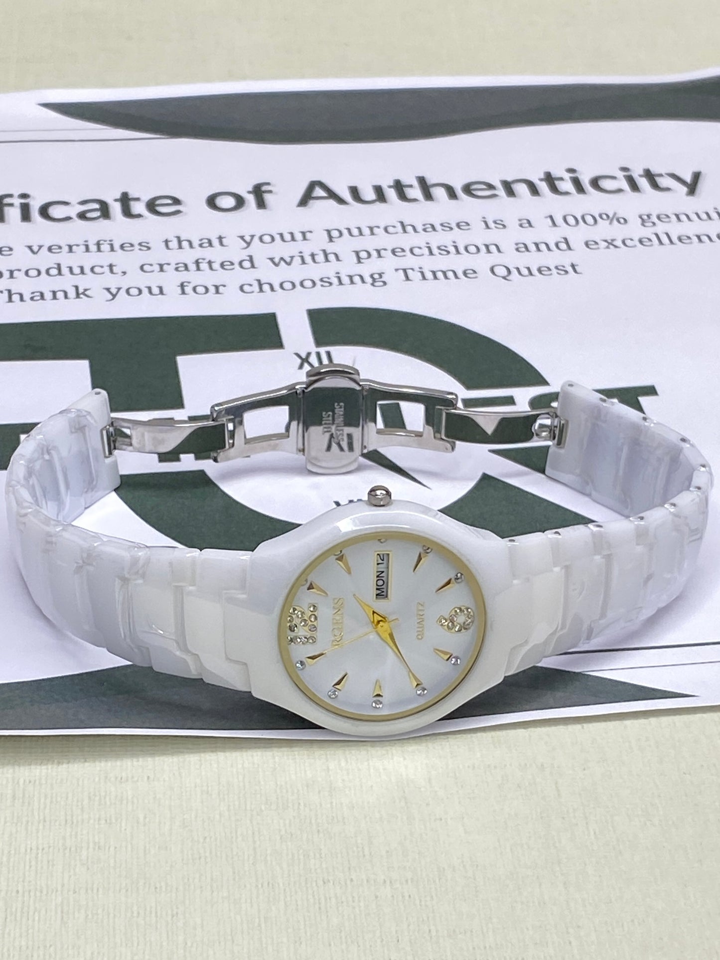 RGENS Luxury Men's Analog Quartz Stone Made Watch With Date & Day Display