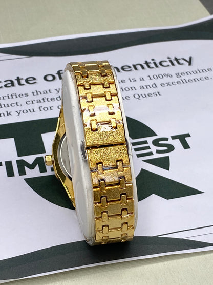 Luxury Men's Octagonal Dial Stainless Steel Chain Watch with Date Display
