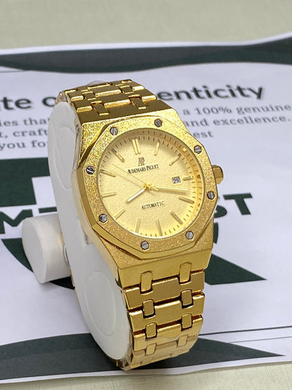 Luxury Men's Octagonal Dial Stainless Steel Chain Watch with Date Display