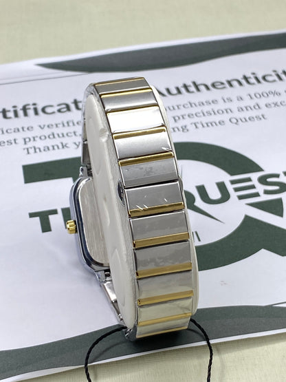 FTTPON Square Dial Analog Quartz Movement Durable Stainless Steel Chain Watch With Date & Day Display