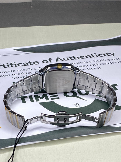 FTTPON Square Dial Analog Quartz Movement Durable Stainless Steel Chain Watch With Date & Day Display