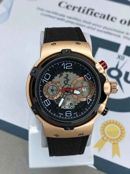 Hub Gevene Master Lock Leather Strap watch