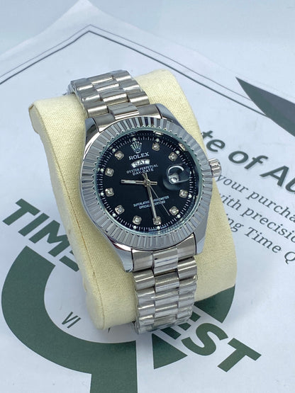 RLX Oyster Perpetual Round Dial Analog Quartz Movement Chain Watch With Date & Day Display For Men