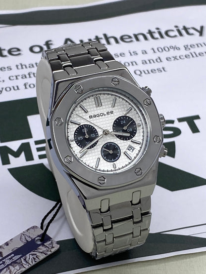 Premium Men’s Stainless Steel Chain Chronograph Wristwatch with Date Display