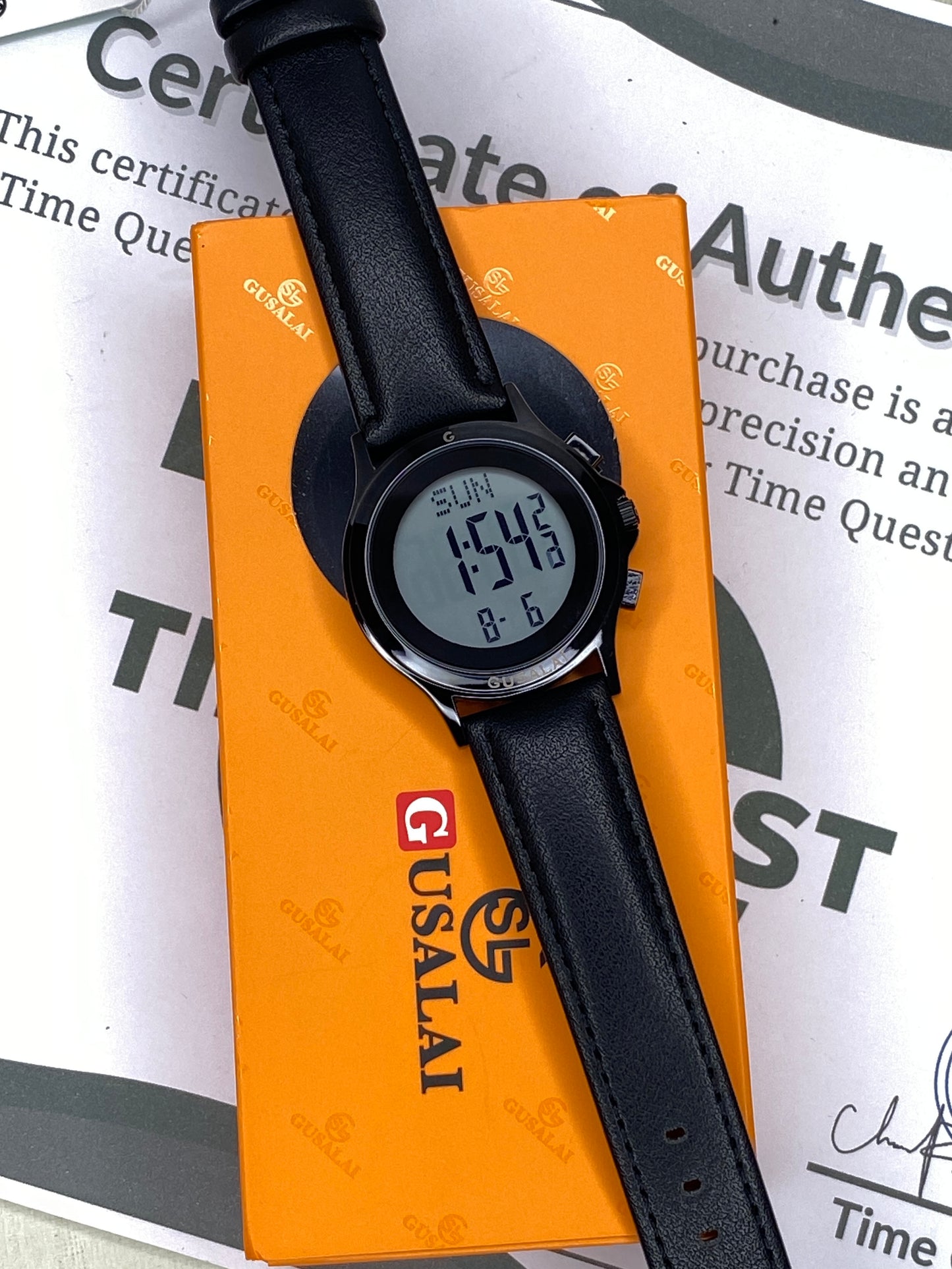 Gusalai Men’s Elegant Multifunctional Digital Watch with Round Dial & Durable Straps