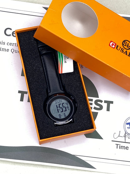 Gusalai Men’s Elegant Multifunctional Digital Watch with Round Dial & Durable Straps