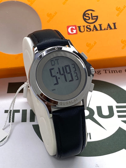Gusalai Men’s Elegant Multifunctional Digital Watch with Round Dial & Durable Straps