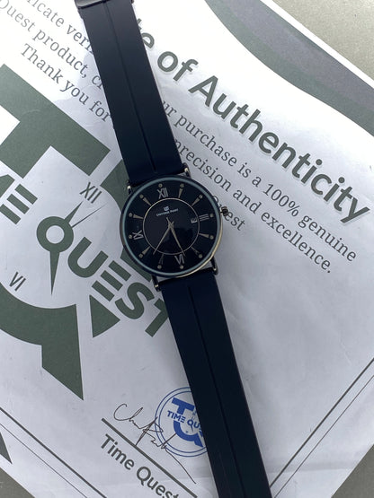 Universe Point Round Dial Analog Quartz Men's Watch With Silicone Strap Magnetic Lock and Date Display