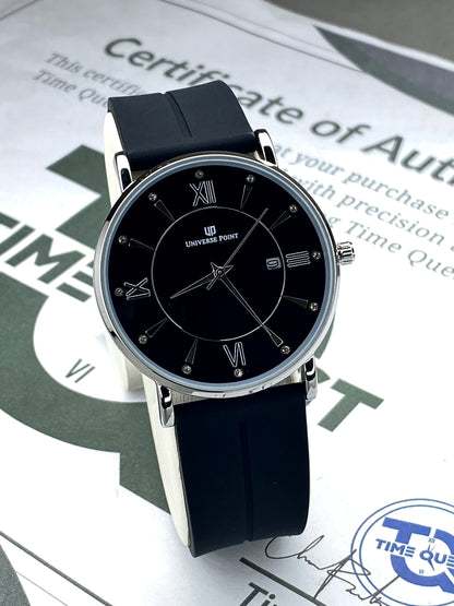 Universe Point Round Dial Analog Quartz Men's Watch With Silicone Strap Magnetic Lock and Date Display