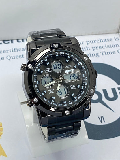 SKMEI 1389 Dual Time Multifunctional Chain Watch For Men