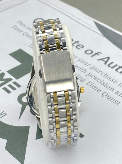 UNRAION Premium Design Skeleton Dial Stainless Steel Chain Analog Watch with Date Display For Men