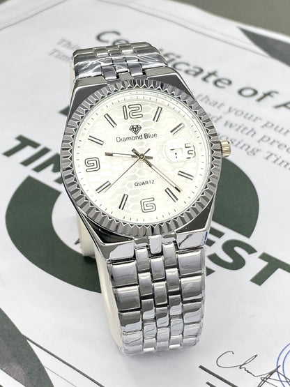 Luxury Round Dial Analog Quartz Chain Watch for Men with Date Display