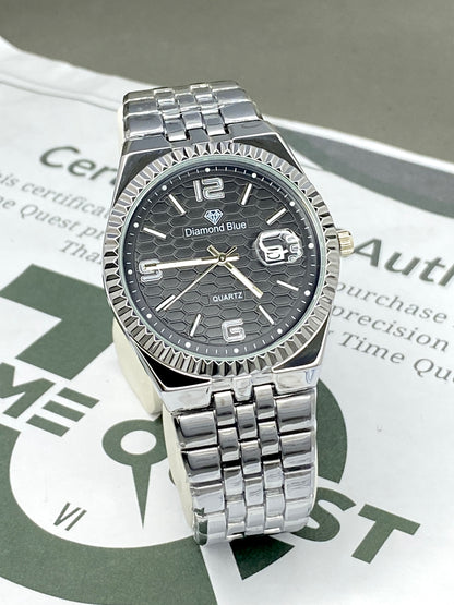 Luxury Round Dial Analog Quartz Chain Watch for Men with Date Display